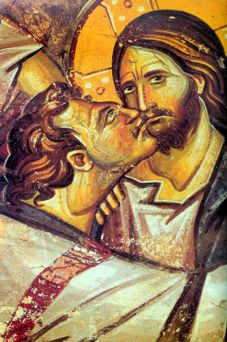 afresco de um monastério na Macedônia: o beijo de Judas