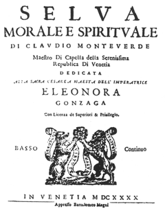 Selva morale e spirituale - capa da edição / basso contínuo
